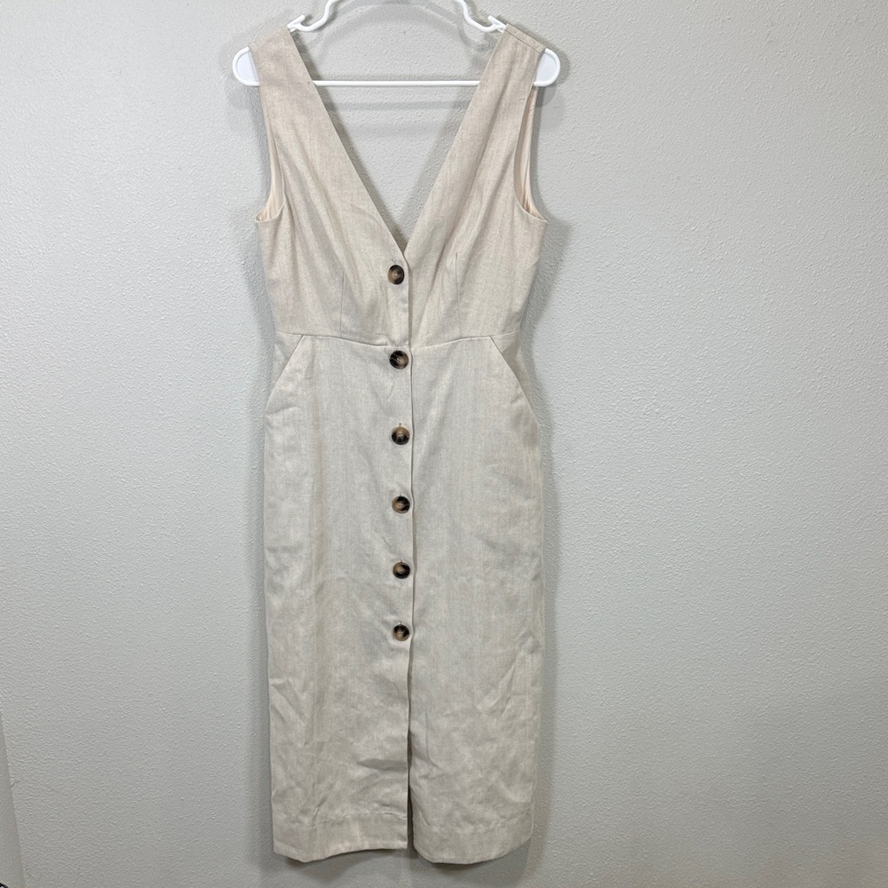 Aakaa oat‎ Sleeveless Button Midi Dress